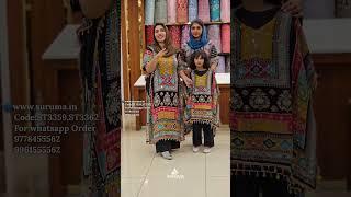 SEMI PARTY WEAR PURE GEORGETTE FABRIC KASHMIRI  KAFTAN WITH BOTTOM (ADULTS/KIDS) (ST3359, ST3362)