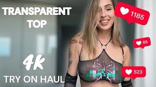 [4K] See-Through Try On Haul | Transparent Clothes No Bra