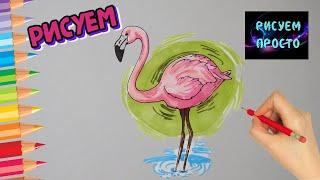 Как нарисовать РОЗОВОГО ФЛАМИНГО/893/How to draw a PINK FLAMINGO