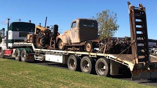 Renault tractor, 46 ford truck and Chevy and Ford v8 engine’s