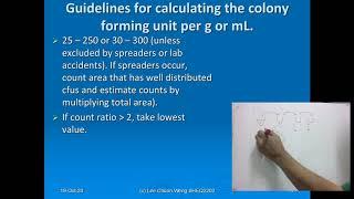 Standard Microbiological Guidelines to calculate cfu/ml in spread plating and pour plating