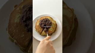 fluffy matcha red bean pancakes #pancake #breakfast #matcha #shorts