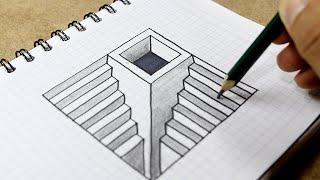  3D Drawings ⭐ How to Draw Stairs and 3D Hole for Beginners - Easy Art