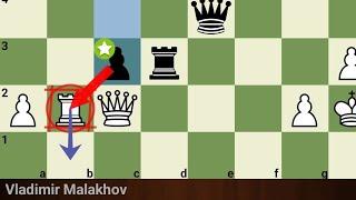 Magnus Carlsen pawn traps opponents rook vs Malakhov.