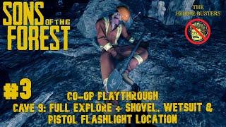 Sons Of The Forest Playthrough Part 3: Cave 9 Full Explore + Shovel, Wetsuit & Pistol Flashlight!