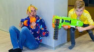 Nerf vs Dad. Папа в АУТЕ...Показал на что СПОСОБЕН. NERF-Reboot.