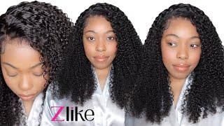 7x5 THIN LACE CLOSURE KINKY CURLY GLUELESS WIG FOR BEGINNERS | ZLIKE HAIR