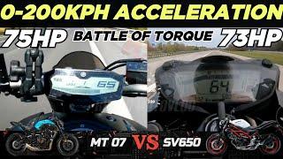 Yamaha MT 07 ️ Suzuki SV650 | 0-200kph Acceleration | Top Speed Attempt 