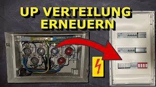 Alte UP Verteilung  Stromverteiler in Wohnung tauschen. Unterverteiler richtig mit RCD verdrahten