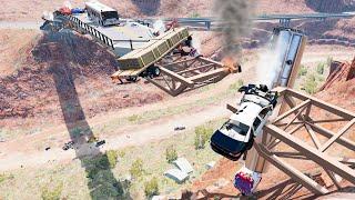 Cars vs Collapsing Bridge - BeamNG Drive