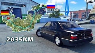 ETS2 Long Trip Travel 2035KM from St Petersburg to Hamburg with Mercedes Benz 250D