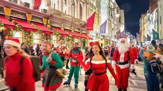 London Christmas Chaos, Crowds & Skating Santas  West End Winter Walk 2024  4K HDR