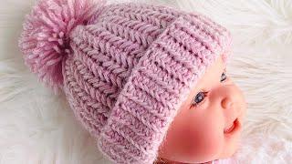 Single Crochet Herringbone Baby Hat Pattern: Super Easy for beginners w/ Measurements for all sizes