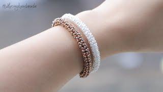 Tubular netted bracelet with only seed beads DIY. How to make beaded bracelet