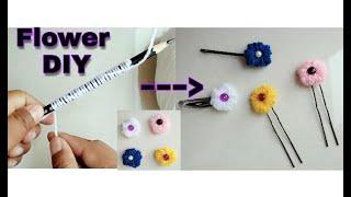 How to make flower with pencil and wool / Easy Tricks to Reform boring hair clip / Easy flower DIY