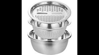 ZaribHome Stainless Steel 3 In 1 Grater Basin Bowls for Kitchen