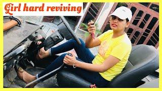 Girl hard reviving by Indian girl | latest girl pedal pumping 2023 | engine exhaust sound ​⁠