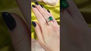 Natural emerald and diamonds ring, GIA certified, 14k white gold, www.goldaevo.com #naturalgem