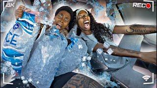 DRIVING SUPER CRAZY & MAKING GIRLFRIEND HOLD 100 BAGS OF ICE  * HILARIOUS* 