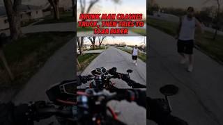 Drunk Man CRASHES Truck, Then Tries To STAB Biker | @KCslow675  #motorcycle #crash #crazy