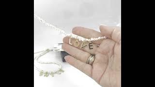 Pearl Choker Necklace with Word Charm in gold vermeil