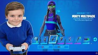 Surprising My 8 Year Old Kid Giving Him The MINTY LEGENDS Pack And 3,000 FREE V-Bucks After School