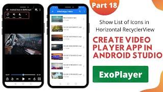 Video Player App in Android Studio (Part 18) | Show List of Icons in Horizontal Recyclerview