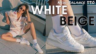 The CLEANEST 550 YET?  New Balance 550 "Silver Birch" White Beige On Foot Review How to Style