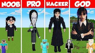 WEDNESDAY ADDAMS STATUE BUILD CHALLENGE - Minecraft Battle: NOOB vs PRO vs HACKER vs GOD / Animation