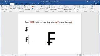 How to type franc symbol (₣) in Word