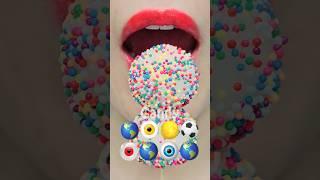 ASMR EMOJI FOOD sprinkle popping candy ball jelly mukbang eating sounds #shorts