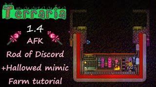 Terraria 1.4 AFK Rod of discord and Hallowed mimic farm tutorial! (Master mode)