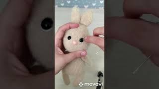 Embroidery and design of the face of a crocheted toy