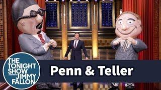 Penn & Teller Pull Off Their "Flates" Card Trick Rocking Inflatable Suits