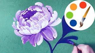 Easy way to paint  the Peony,  painting by a round brush, painting for beginners