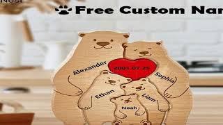 Bear Home Wooden Puzzle Personalized Custom Decor Heart Warmer Birthday Gift Art Puzzle Name Ho