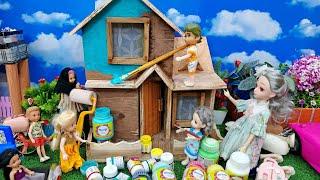 மெர்லினா வீட்டிற்கு நாங்களே பெயிண்ட் அடிக்கப் போறோம்/Barbie Doll House painting/Barbie show tamil