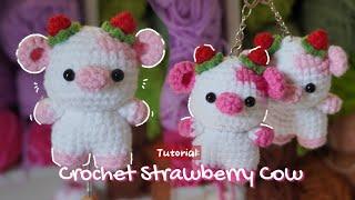 How to crochet a cute Strawberry Cow keychain