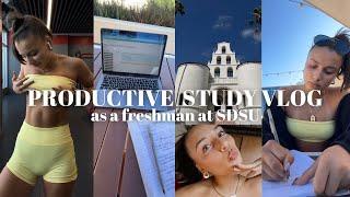 PRODUCTIVE STUDY VLOG (FRESHMAN IN COLEGE edition): study tips, work/life balance, workouts + more!!