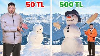 50 TL vs 500 TL KARDAN ADAM ! *Ucuz ve Pahalı Kardan Adam Yapımı*