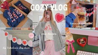 COZY VLOG: unboxing new products, making pink velvet macchiatos, and DIY Valentine's Day decor!
