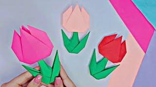 DIY|Origami paper tulips|Оригами тюльпаны из бумаги