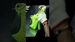 The mass production process of football boots  football shoe factory