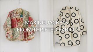 SEWING VLOG | Making jackets from a thrifted quilt and curtains