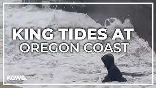 Close call with high tides at Cannon Beach