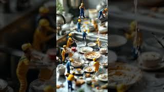 they washing plates and glass #music #ai #aiart #miniature #mini #minivlog #minecraftshorts #shorts