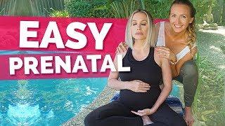 First Time Ever Prenatal Yoga Routine With a Real Yoga Beginner | Easy Pregnancy Yoga