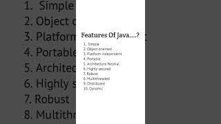 Features of java #javaprogramming #english #javatutorial #coding