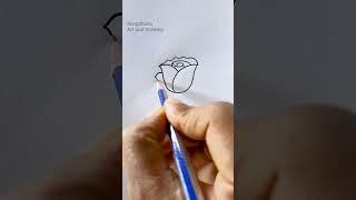 Simple Rose Drawing with Pencil | Easy Rose Sketch Tutorial #reels #rose #drawing #art