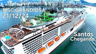 MSC GRANDIOSA cruise ship Santos 21/dec/24 arriving @naviodecruzeiroenovidades